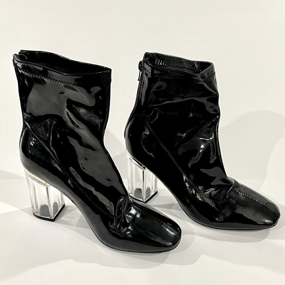 Yoki Black High Heels with Clear Heels